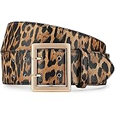 AI DEEBLUE Women Wide Belts Fashion Thick Black Belt with Gold Double Prong Buckle Belt for Dresses