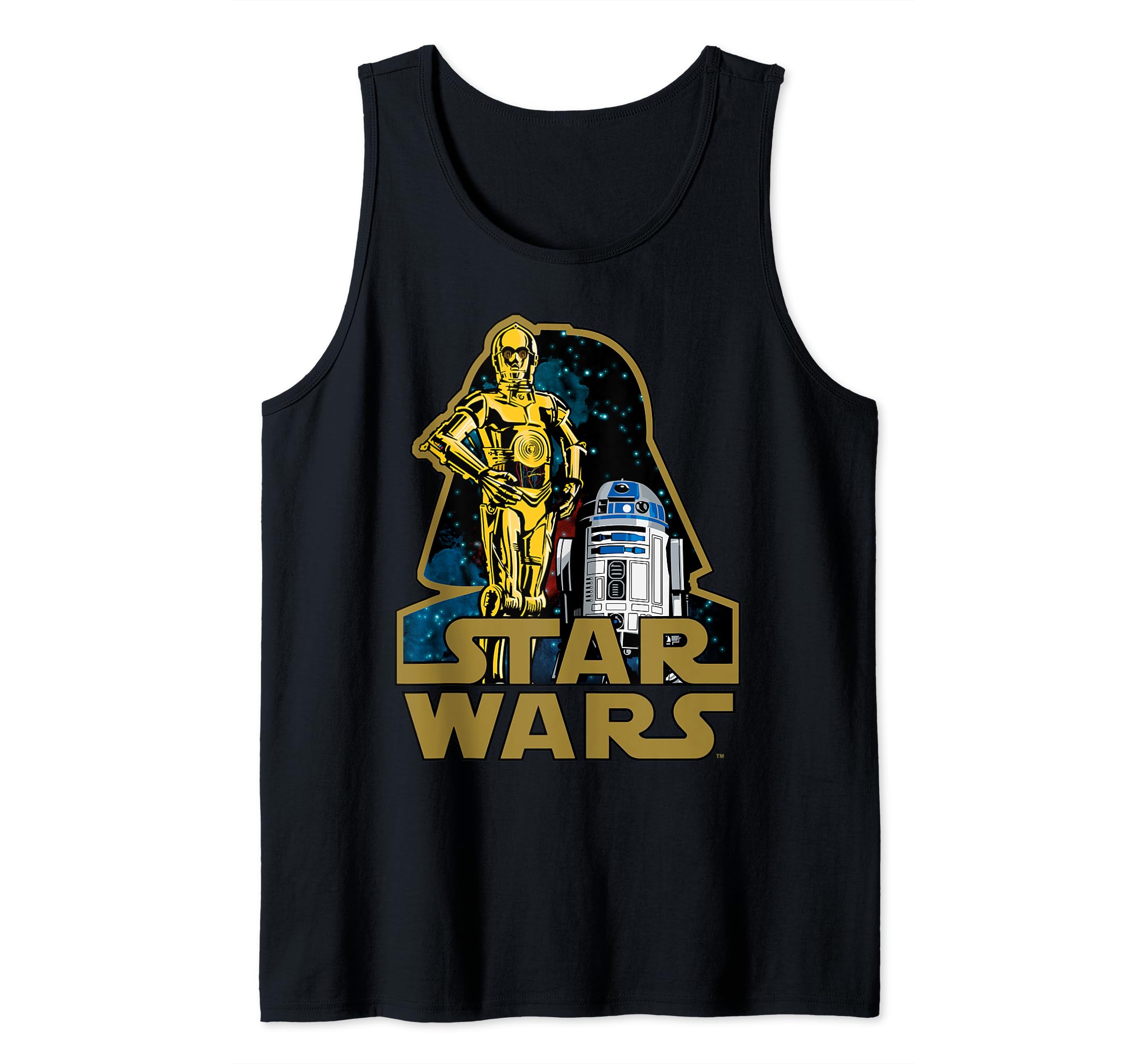 Star Wars C-3PO R2-D2 Droids Of Vader's Shadow Badge Tank Top