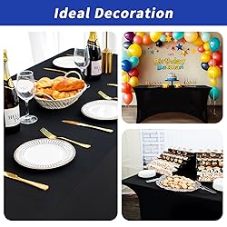 Fixwal 3 Pack Black Table Cloth for 6 Foot