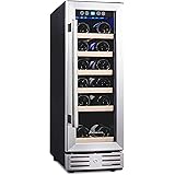 Kalamera 12'' Wine Cooler 18 Bottle Built-in or Freestanding with Stainless Steel & Double-Layer Tempered Glass Door and Temp