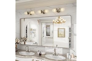 VANLIO 72x36 Silver Bathroom Mirror for Wall, Large Silver Vanity Mirror, Brushed Metal Framed Rectangular Modern Mirror, Anti- Rust, Shatterproof, Rounded Corners(Horizontal/Vertical)