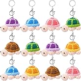 Liliaafar 12 Pcs Funny Crochet Turtle Doll Bulks with Keychain Handmade Emotional Sustenance Knitting Turtle Mini Positive Cute Crochet Animal Handwoven Ornaments for Car Home Office