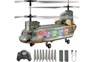 XIKOTEC Remote Control Helicopter, RC Helicopters with Altitude Hold, One Key take Off/Landing, LED Light, Low Battery Reminder, Military Transport Army Helicopter Toys for Kids and Military Fans
