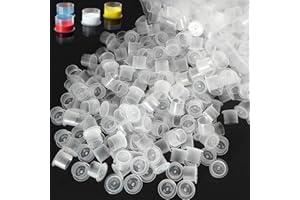 Tattoo Ink Caps - Emalla 1000Pcs Medium Tattoo Ink Cups Disposable Ink Caps with Base #14MM Plastic Tattoo Caps Pigment Conta