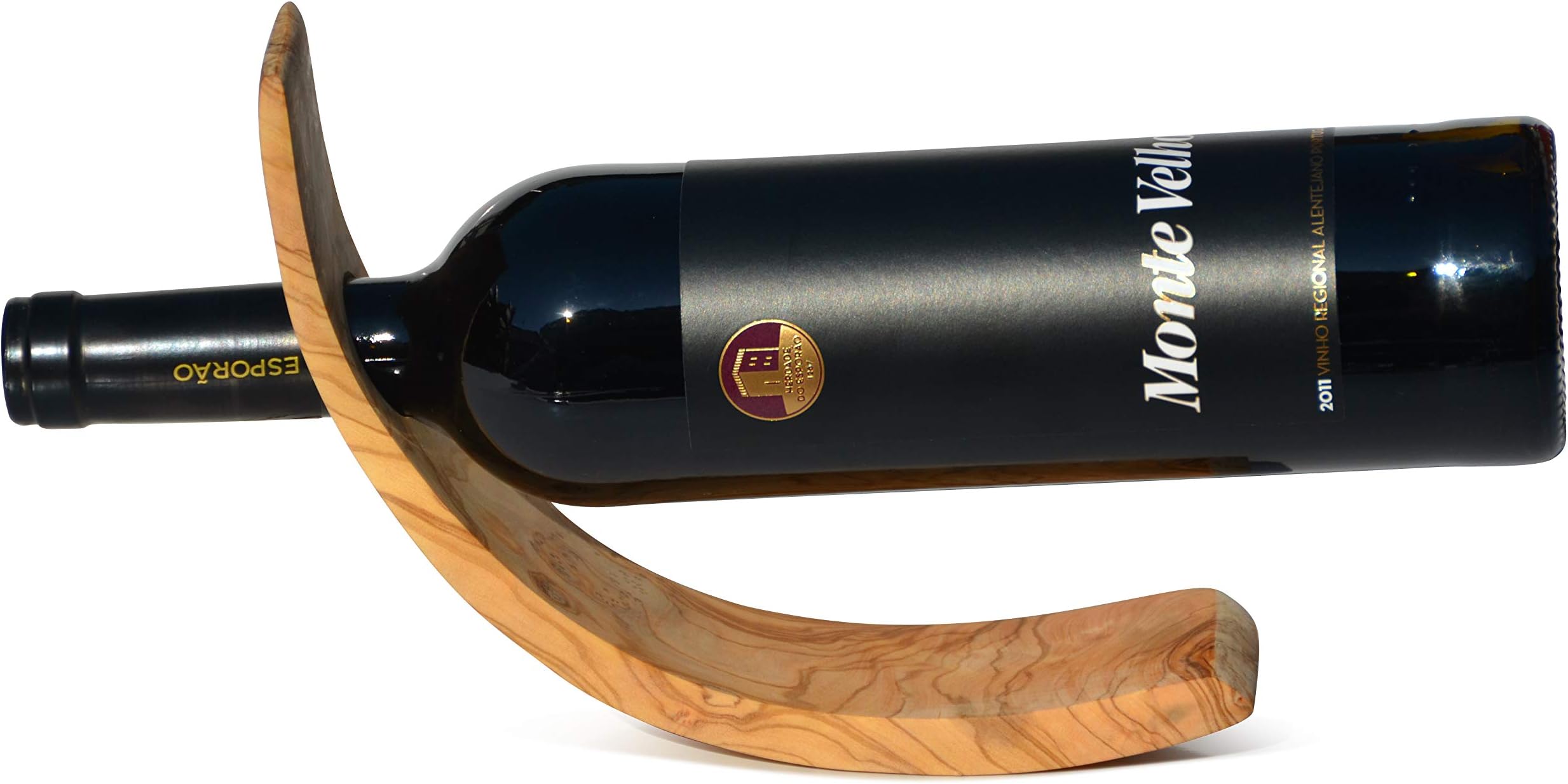 Figura Santa Bottle Holder VINO from Finely Grained Olive Wood. Size 26,5 x 8 cm. Original Quality.