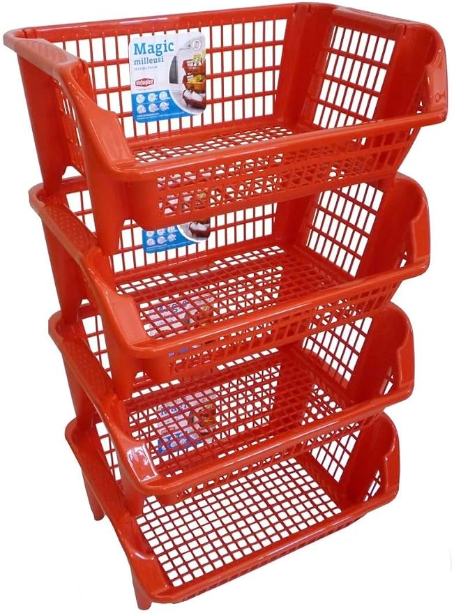 Scaffale Per Cassette 4 Livelli - Portacasse Robusto In Acciaio, Carico 150 Kg Per Ripiano, Piedini Regolabili, Montaggio Semplice, 81x32x82,5 Cm