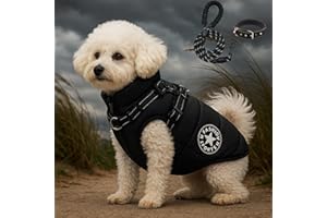 FurryKing 3 in 1 Winter Jacket, Waterproof, Windproof, Warm and Cozy, Dog Winter Coat Harness Built and Zipper for Small Medi