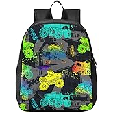 Sletend Toddler Monster Truck Backpack - Waterproof Mini Bag for Boys/Girls, Cute Small Kindergarten Pre-School Backpack (S)