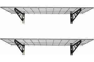 MONSTERRAX STORAGE SOLUTIONS MonsterRax | Garage Wall Shelf Two-Pack White or Hammertone | Three Size Options | Includes Bike Hooks | 500lb Weight Capacity (Hammertone, 18"x36")