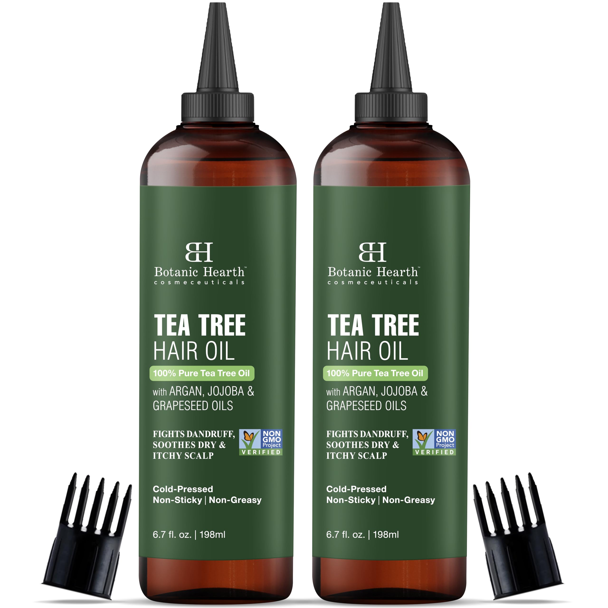 Botanic Hearth Tea Tree Hair Oil - 6.7 Fl Oz (2 Pack) - Scalp Treatment for Hair Loss, Dry & Frizzy Hair Repair, Deep Nourishing Oil for All Hair Types- 100% Natural and Vegan