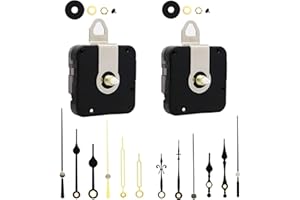 TIKROUND Youngtown 12888 2 Pack Clock Movement Mechanism with 4 Pairs of Short Hands Battery Silent Sweep Operated Quartz Clock Kit DIY Repair Parts Replacement,Total Shaft Length is 13.5 mm (17/32 inch). …
