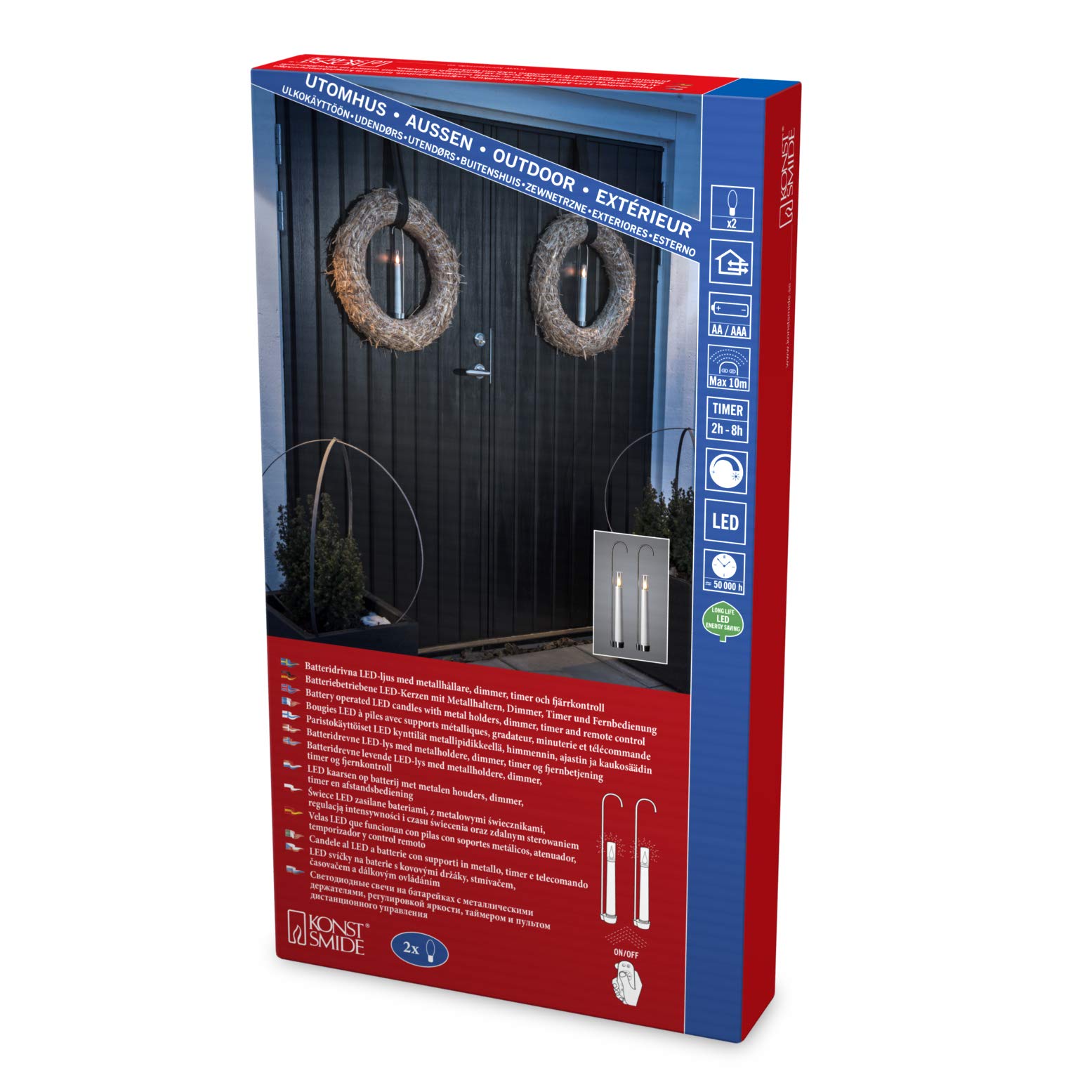 Konstsmide Battery Candles with Metal Holders for Hanging/3D Living Flameless Candles/Plastic/2-8 Hour Timer Function/Remote Control with Dimmer and Timer Functions/Indoor Outdoor Use/Warm White LED