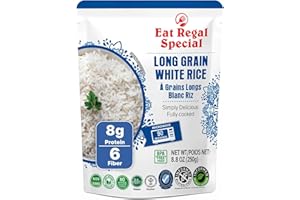 Eat Regal Long Grain White Rice Pack of 6, 8.8 Ounce, Ready to Eat in 90 Sec |100% Natural Ingredients| Pre Cooked | Microwavable | Side Dish