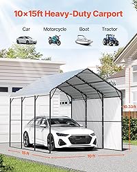 VEVOR Heavy Duty Metal Carport, 10' x 15' Outdoor