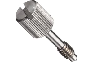 Stainless Steel Panel Screw, Plain Finish, Knurled Head, Slotted Drive, 11/16" Length, 8-32 Threads (Pack of 5)