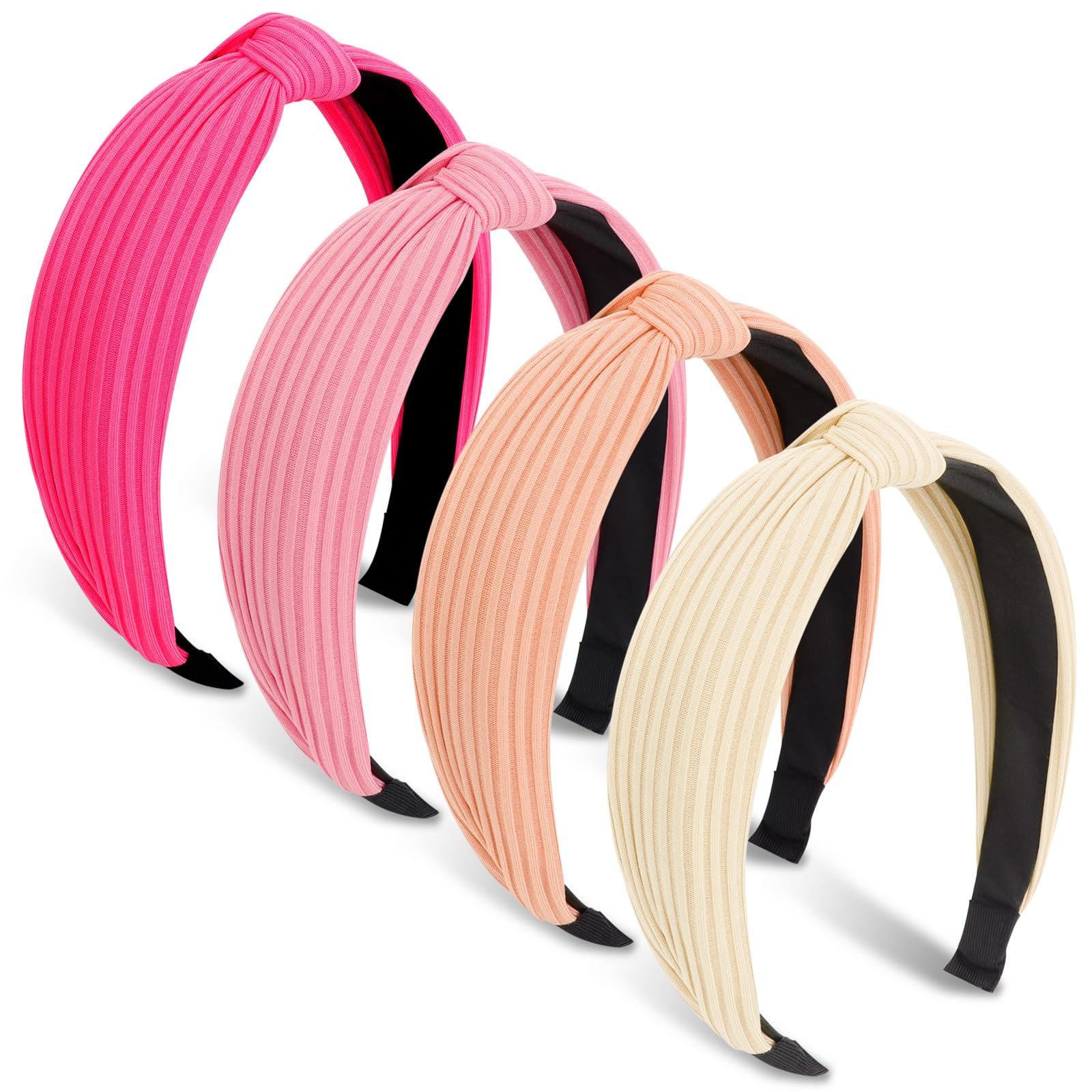 DRESHOW 4 Pack Headbands for Women and Girls Knotted Plastic Head Band Fashion Boho Wide Hairbands Non Slip Hair Accessories
