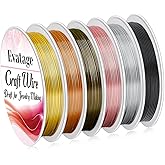 20 Gauge Jewelry Wire for Jewelry Making, Evatage 6 Rolls Craft Wire Tarnish Resistant Copper Beading Wire for Jewelry Making Supplies and Crafts