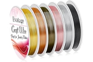 20 Gauge Jewelry Wire for Jewelry Making, Evatage 6 Rolls Craft Wire Tarnish Resistant Copper Beading Wire for Jewelry Making Supplies and Crafts