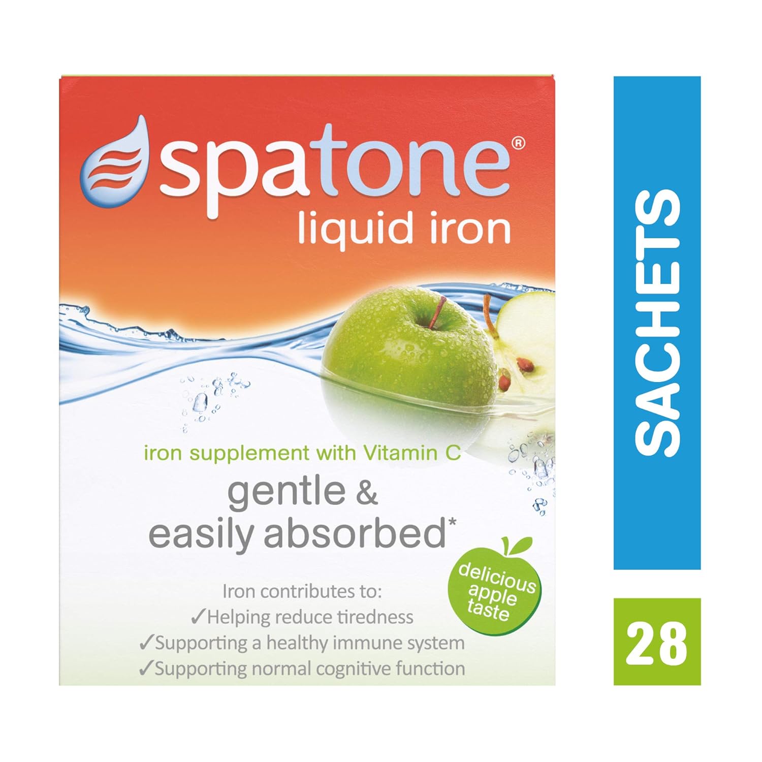 Spatone Liquid Iron Supplement Apple Flavour with Vitamin C, 28 Sachets