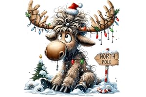 TCDZMYGS Christmas Stamped Cross Stitch Kits for Beginners Adults,Deer Patterns Dimensions Needlepoint Art Crafts,Counted Cross Stitch Kits Embroidery Kits for Beginners Adults for Home Decor 13.8x13.8 inch