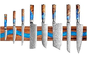 Farmhouse Magnetic Knife Holder, Wall Mounted Knife Rack of Dark Brown and Deepblue, Knife Holder for Kitchen Utensil Organiz