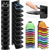 Volnamal Hat Organizer for Baseball Caps, 2 Pack Hold Up to 40 Hats, Hat Rack for Wall Space Saving, Hat Hanger w/Strong Adhesive Hat Storage Holder Display for Closet Door and Wall (Black)