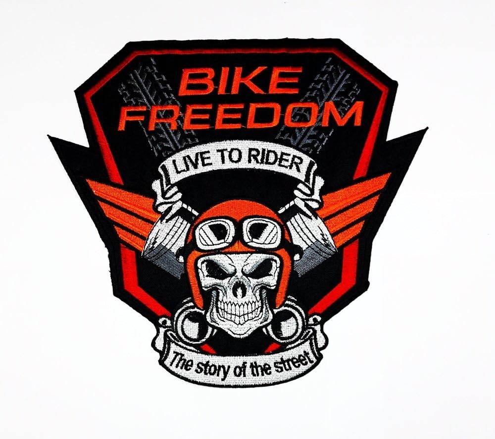 RABANA XXL LIVE TO RIDE bike freedom skull reciprocating the story of the street Patch Sew Iron on Embroidered Badge Sign Costume
