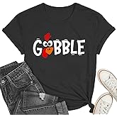 PQZ Thanksgiving Shirts for Women Gobble T-shirt Turkey Tee Shirts Family Thanksgiving Tops