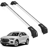 ERKUL Roof Rack Cross Bars for Audi Q3 2019-2025 | Aluminum Crossbars with Anti Theft Lock for Rooftop | Compatible with Flush Rails - Silver