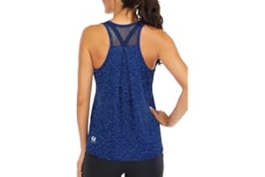 ICTIVE Workout Tops for Women Loose Fit Racerback Tank Tops for Women Mesh Backless Muscle Tank Running Tank Tops