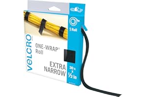 VELCRO Brand VEL-30765-AMS Extra Narrow Straps 1/2 in x 30ft Roll | Cut to Length Reusable Self-Gripping Tape | Organize and 
