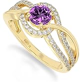 Natural Gemstone Solitaire Engagement Ring for Women in Silver/18K Yellow/Rose Gold Vermeil with Moissanite Birthstone Jewelry Gifts for Her Birthday,Anniversary,Party, Mothers Day, Valentines