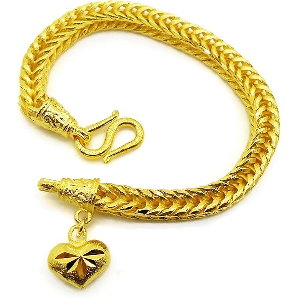 Pikun Blume 22K 24K Thai Baht Gelbgold Armband Armreif Schmuck Damen 7 Zoll