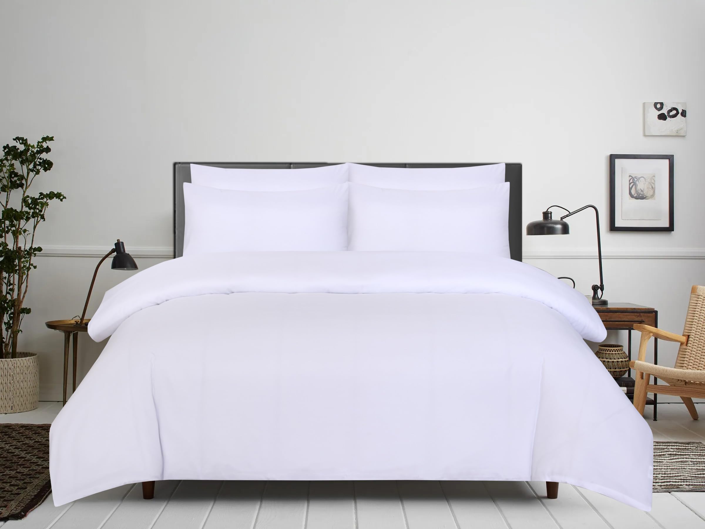 APEX FURNISHINGS Single Duvet Cover Set- 100% Brushed Microfiber Bedding Quilt Cover with Pillowcase - White