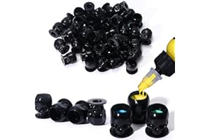 YILONG Disposable Tattoo Ink Caps Skull Tattoo Ink Cups with Stable Base and 200pcs Per Pack Permanent Makeup Pigment Holder Container Cap Tattoo Accessory,Black