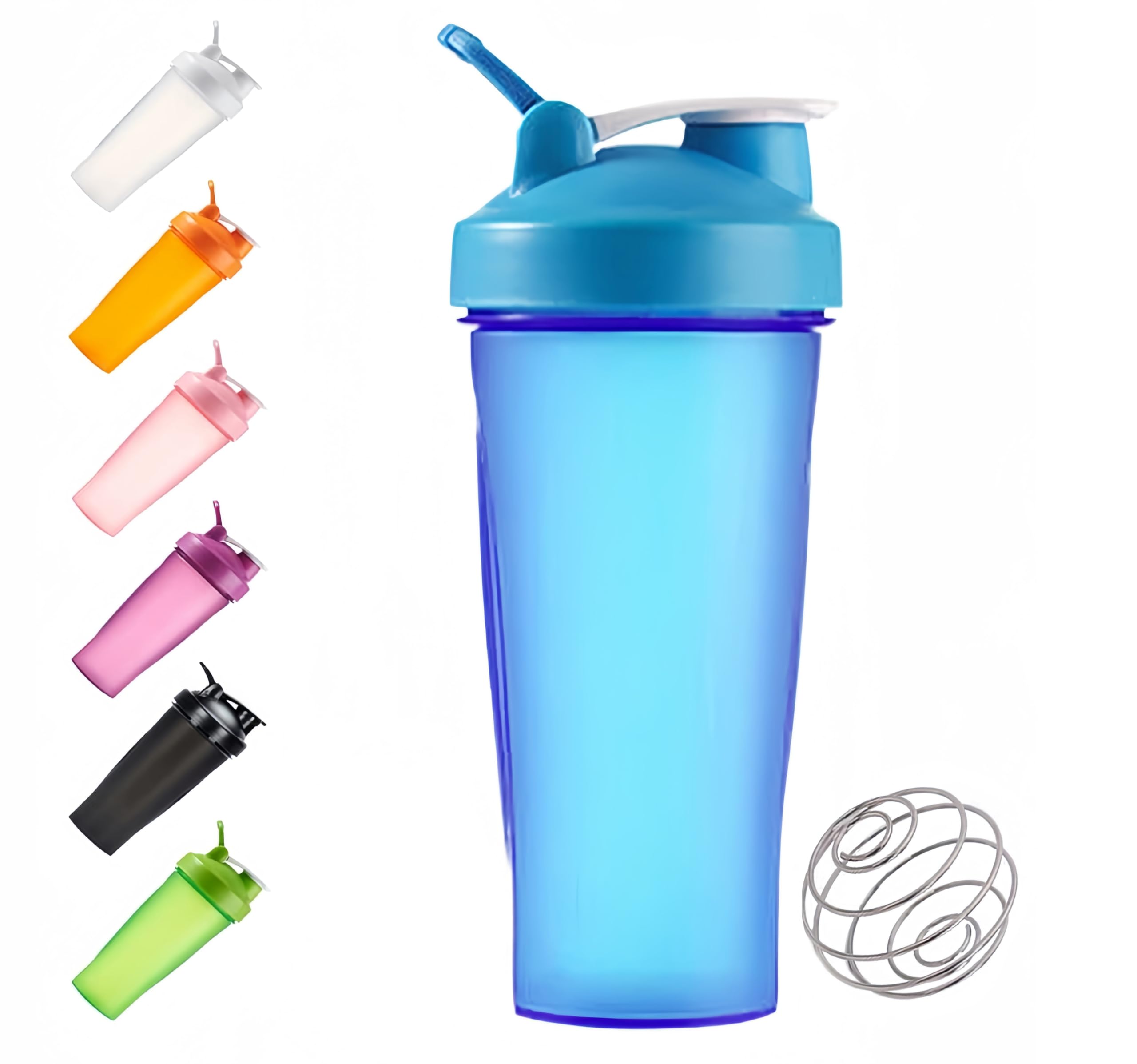 Protein Shaker Bottle, Secure Leakproof Protein Shake Mixer Bottle, Steel Mixing Ball For Lump Free Smooth Shake, BPA Free, Dishwasher Safe for Gym & Sports Shaker Bottle (Blue, 21, Fluid Ounces)