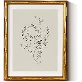 InSimSea Gold Bamboo Framed Wall Art, Floral Botanical Prints, 11x14In | Antique Vintage Minimalist Canvas Picture Frame with Mat, Victorian Home Wall Decor for Living Room Bedroom Gallery