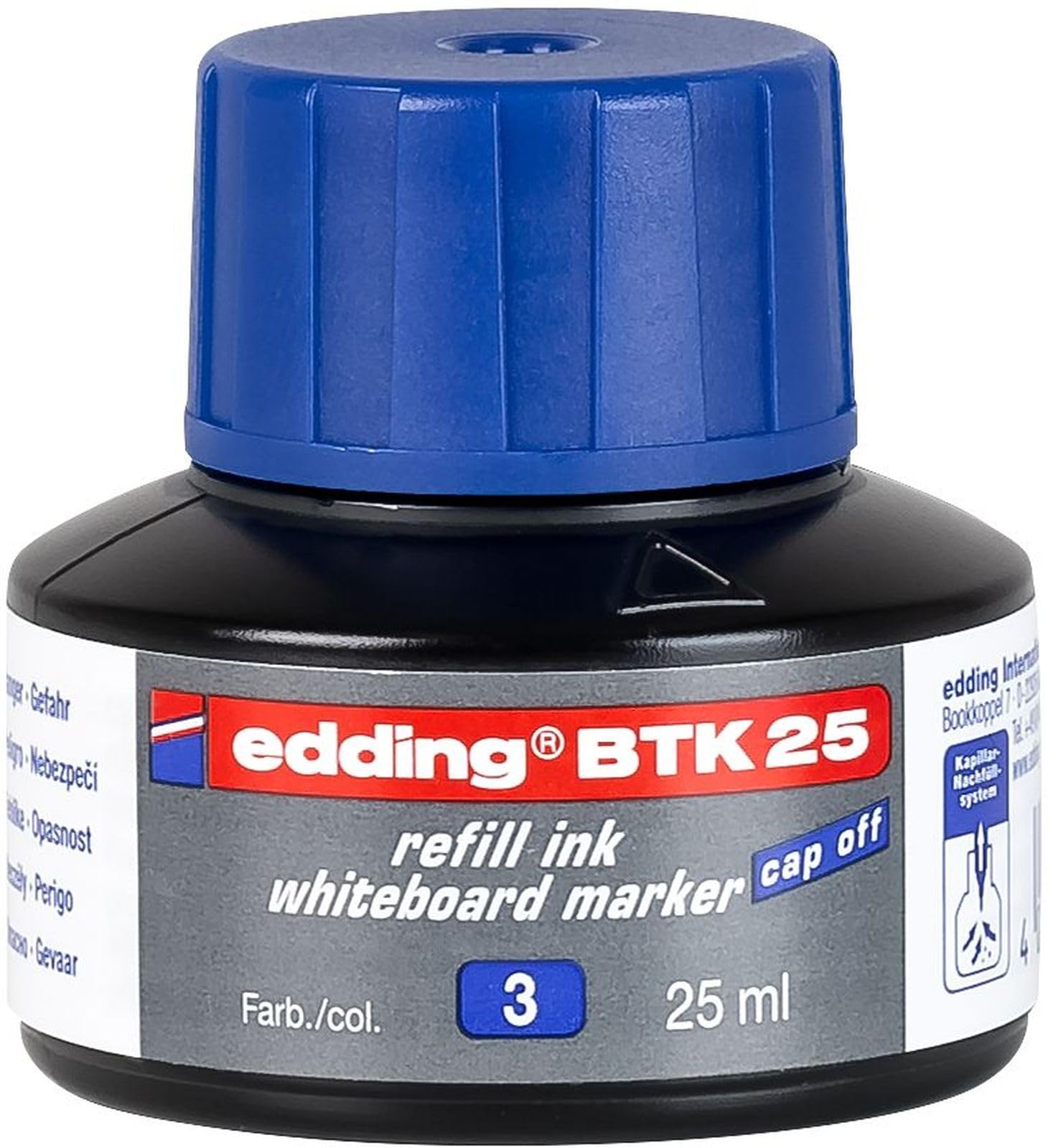 edding BTK 25 refill ink whiteboard marker - blue - 25 ml - with capillary system, for quick refilling of almost all edding whiteboard markers