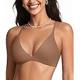 OEAK Womens Comfortable Triangle Bras No Underwire Sexy Plunge Unlined Bralette Pull On Bra Seamless Everyday Tshirt Bras