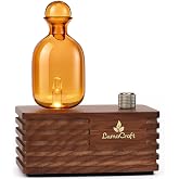 Waterless Essential Oil Diffuser for Home with 3 Oils, 4 Modes | Wood &amp; Glass Nebulizing Scent Diffuser for Large Rooms, Cordless Oil Nebulizer for Home &amp; Office, Aromatherapy Gift, Amber
