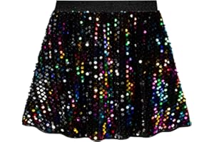 Danna Belle Girls Sequin Skirt Sparkle Mini High Waist Party Tutu Skirts for Girls 5-12Years