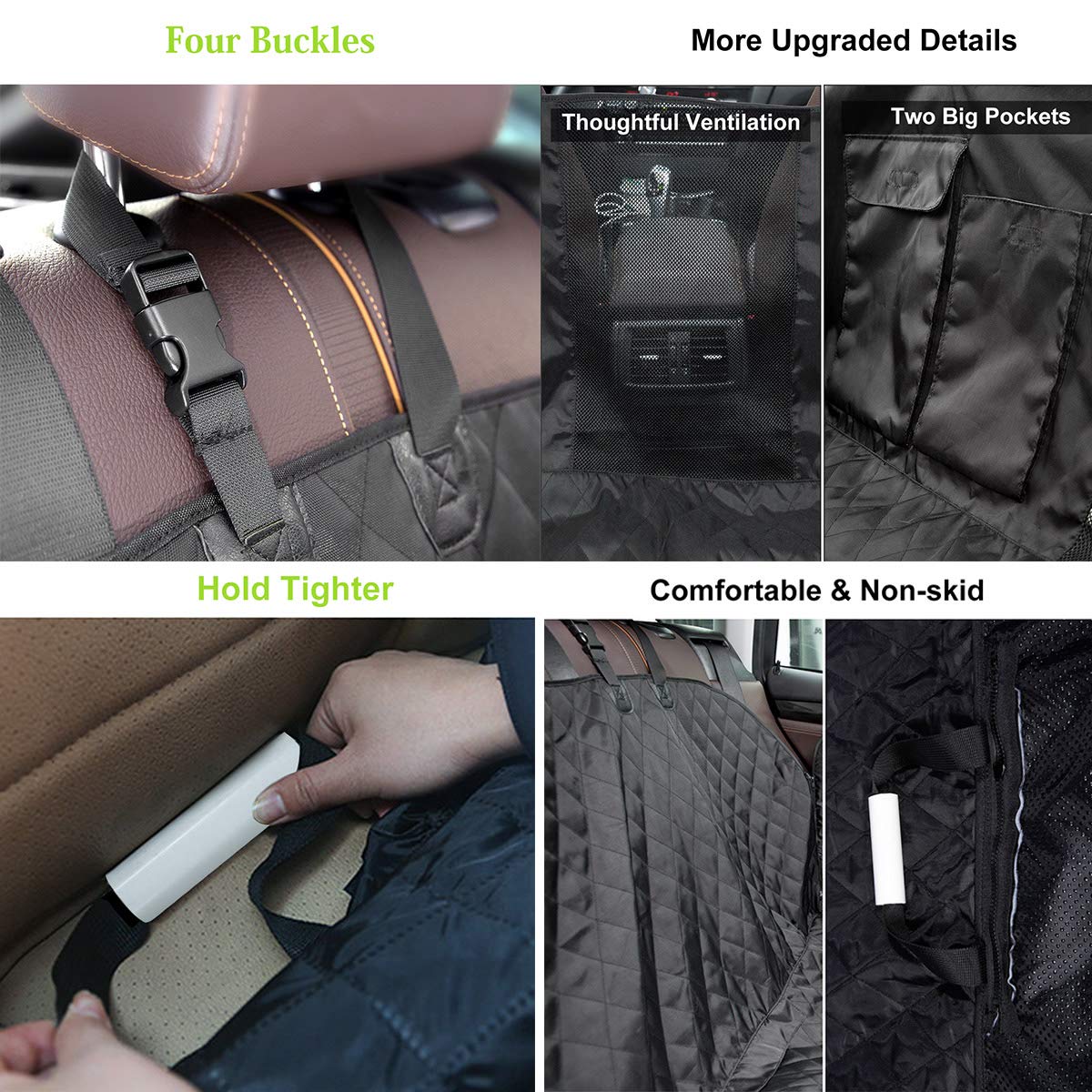 Docamor Upgraded Car Back Seat Covers for Pets-Waterproof Dog Hammock for Cars Trunks and SUVs- Durable 600D Oxford Fabric Non-Slip Anti-Scratch Car Seat Protectors