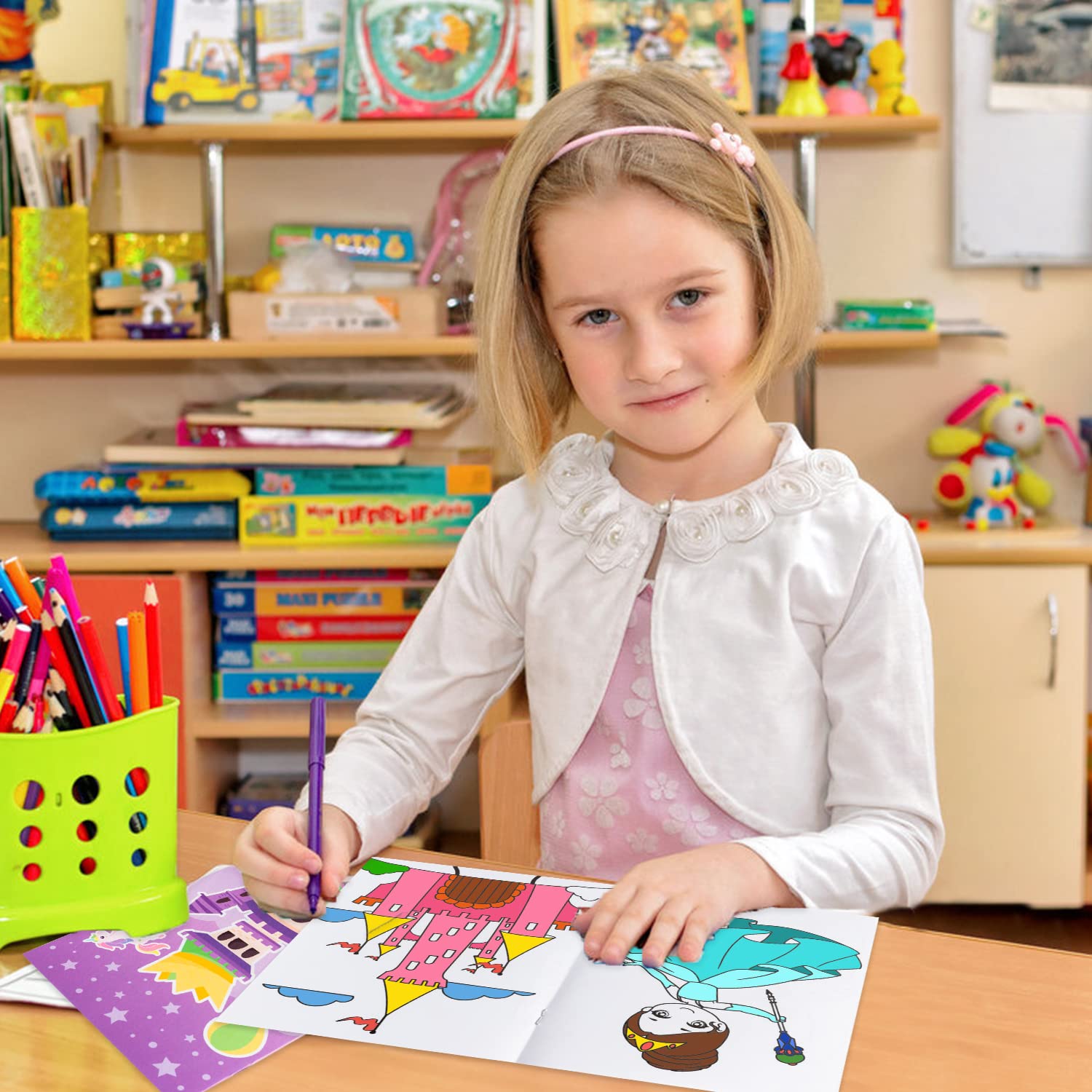 Zainpe 24Pcs Princess Coloring Books for Kids DIY Art Drawing Book with Rainbow Star Castle Patterns Color Booklets for Girls Birthday Party Favor School Classroom Rewards Goodie Bag Filler
