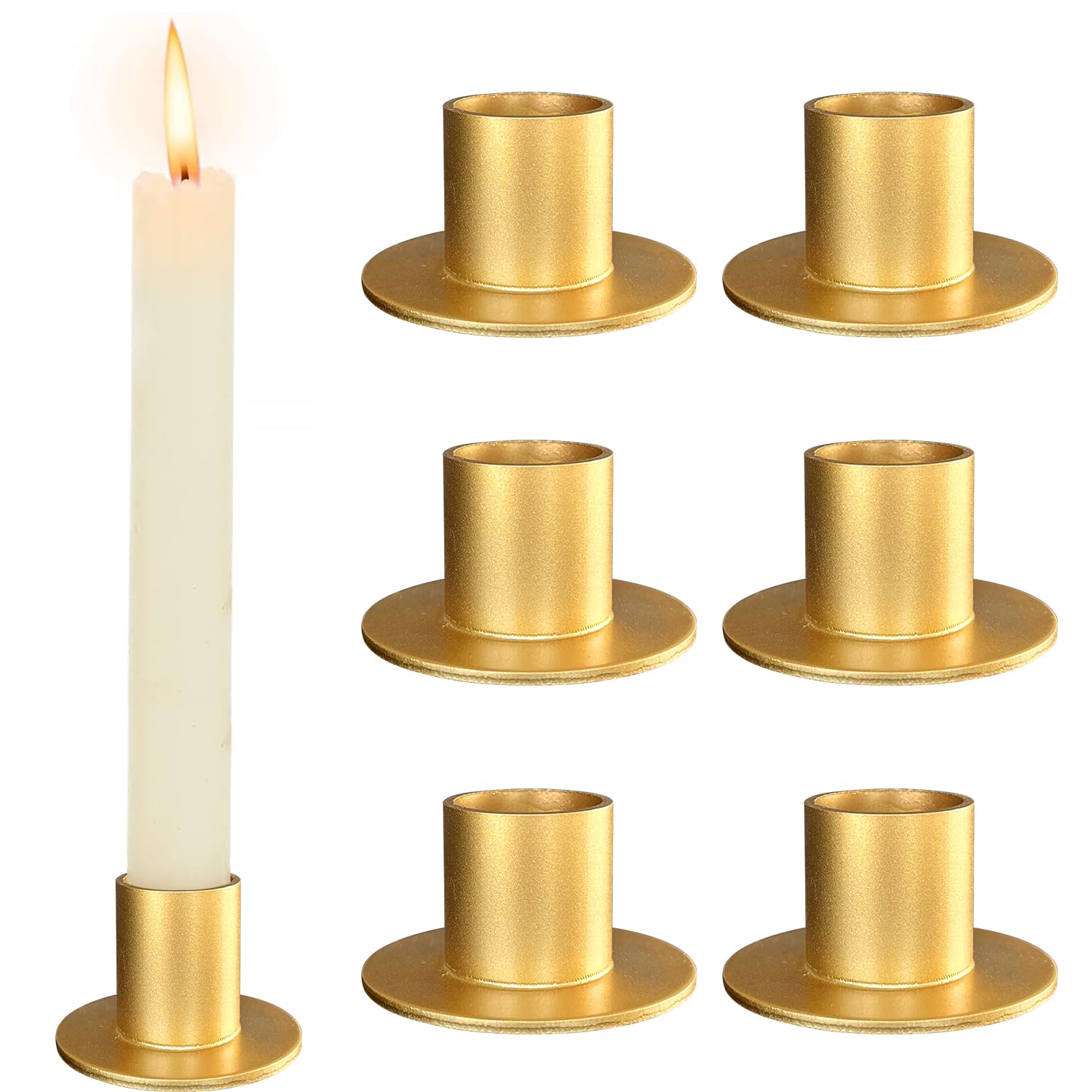 Candle Holders Set of 6, Metal Candle Holder Tapers for Wedding Christmas Decor Bulk for Candle Sticks Party Table Living Room Dinner Advent Gift Centrepiece Decoration (Gold)