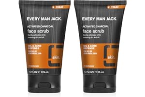 Every Man Jack Activated Charcoal Oil and Acne Defense Face Scrub for Men - Exfoliate Away Dry, Dead Skin, and Deep Clean to Remove Dirt and Oil with Natural Jojoba Beads - 4.2oz - 2pack