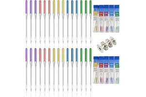 WVD 30 Pcs Sewing Machine Needles, Universal Regular Point Needles for Embroidery and DIY Crafts, Heavy Duty and Multi Sizes 
