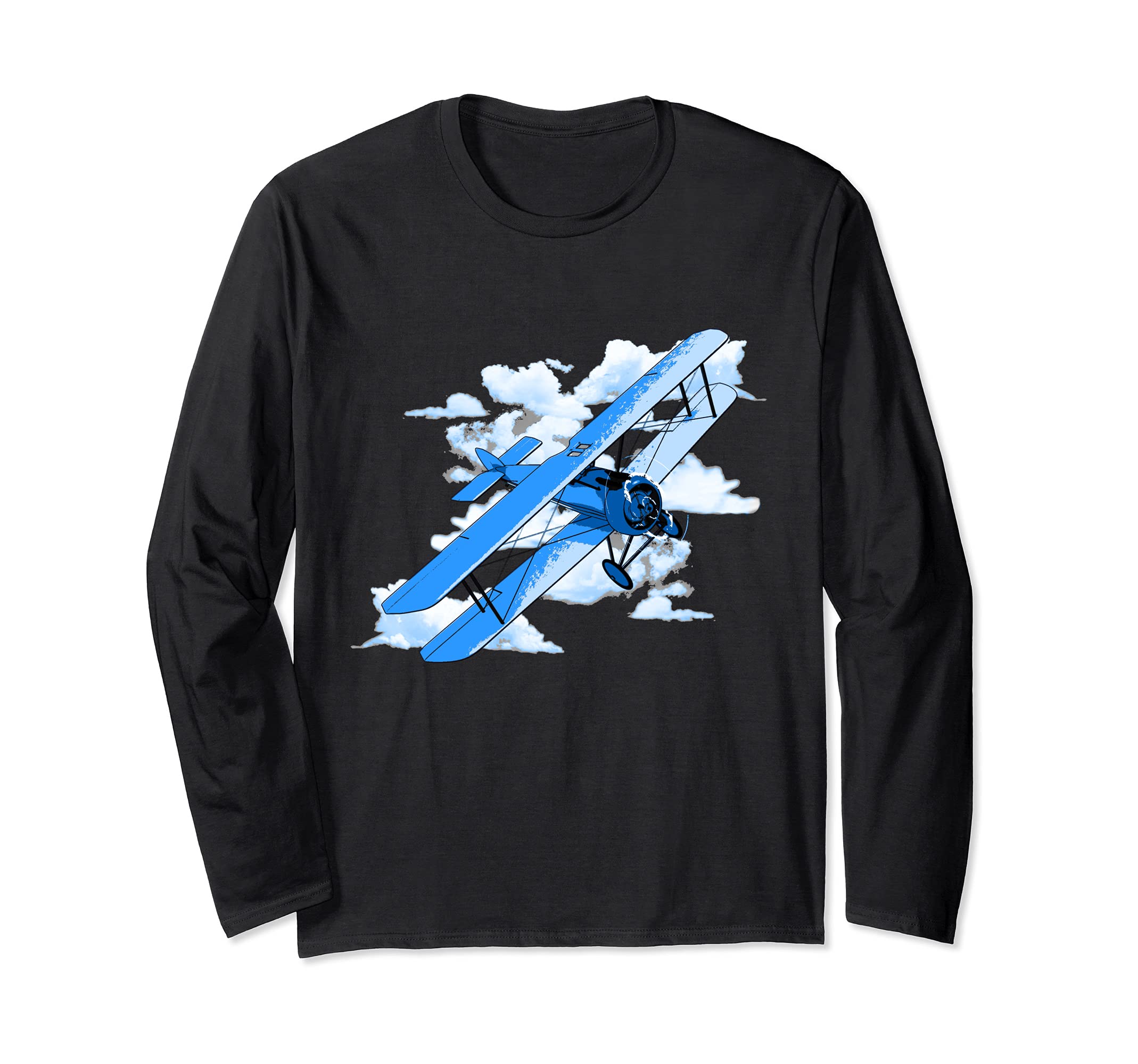 Vintage Aviation Biplane Long Sleeve T-Shirt