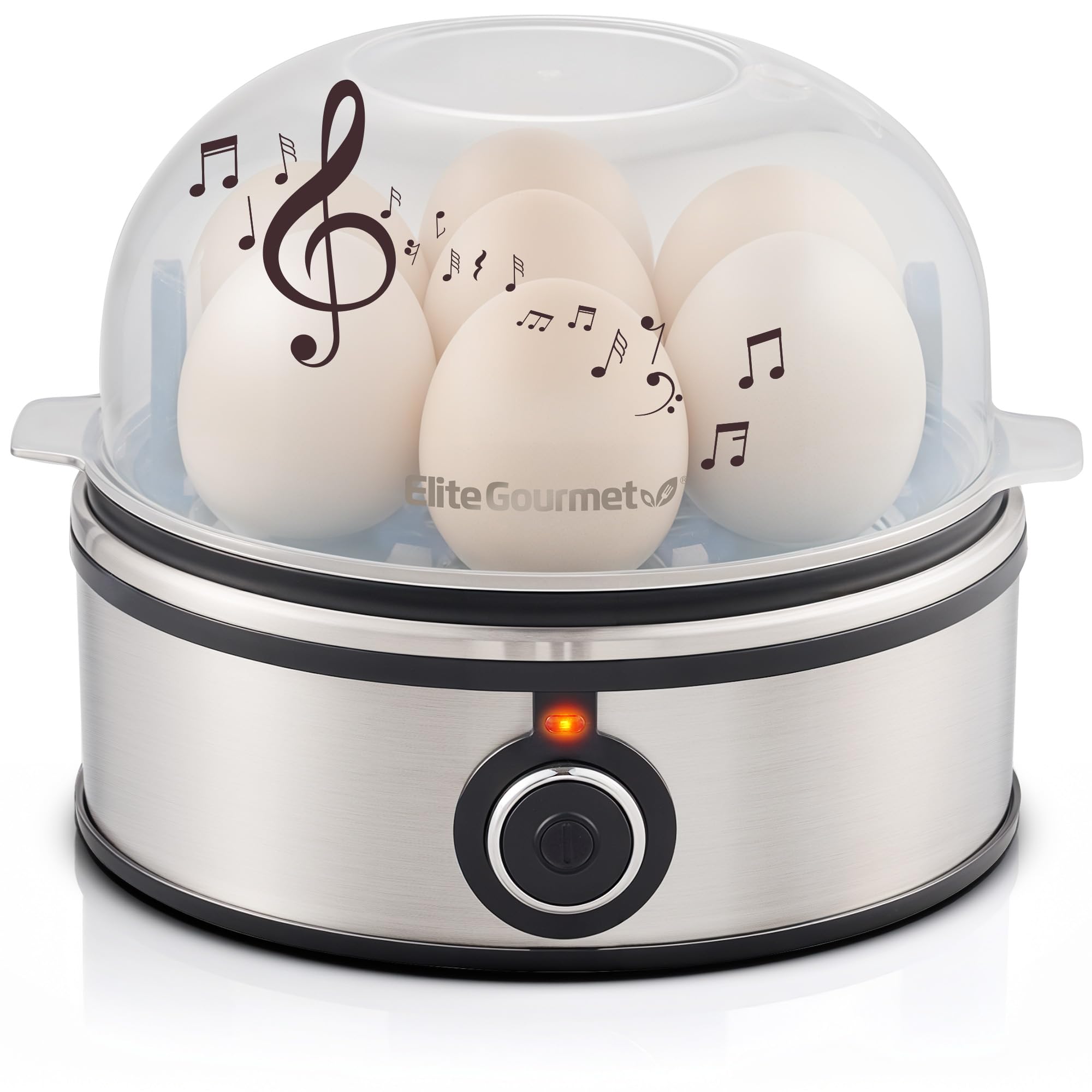 Photo 1 of Elite Gourmet EGC855SS Easy Egg Cooker, 7-Egg Capacity, Soft, Medium, Hard-Boiled, Omelets, Poached Eggs, Plays Melody when Done, Auto Shut-Off, Measuring Cup, Stainless Steel