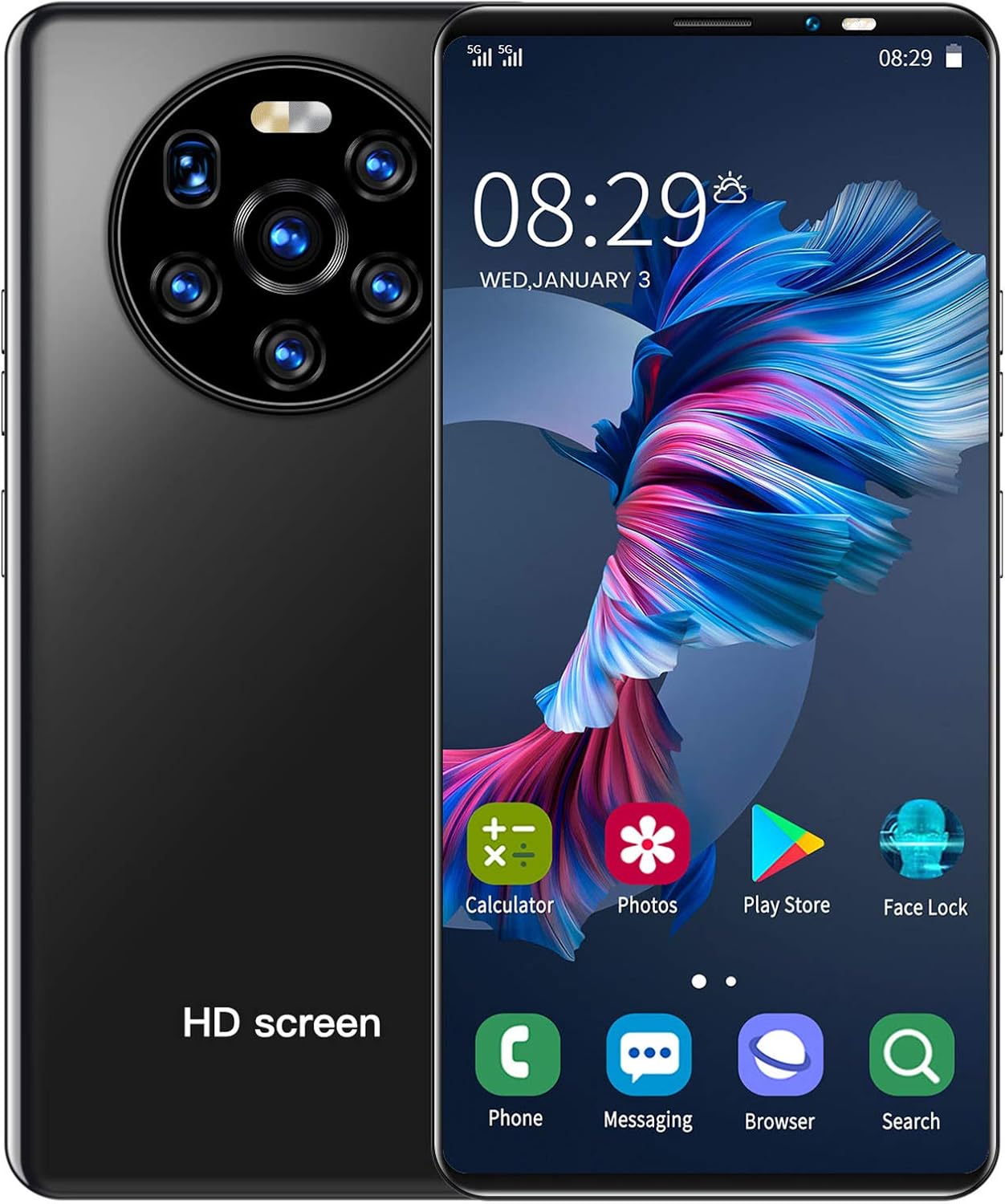 Amazon ロック解除されたスマートフォン Mate40 Pro5 45インチhdスクリーンフォンデュアルカードデュアルスタンバイスマートフォン1 8gb 顔認識と指紋ロック解除をサポート ブラック Hageer 携帯電話本体