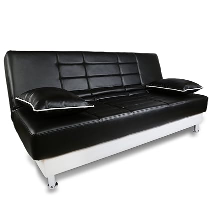 Adorn India Alexa 3 Seater Sofa Cumbed (Black & White)